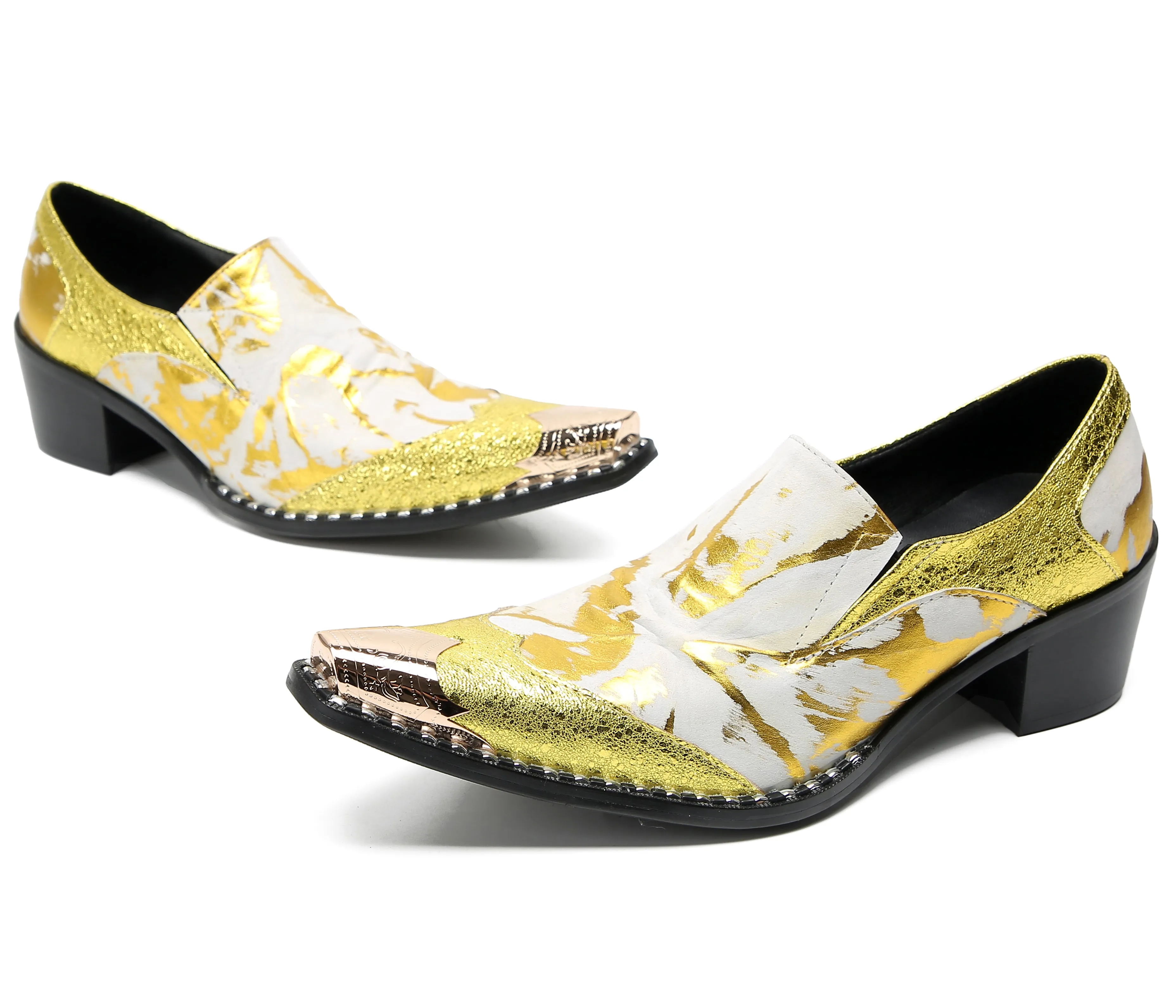 Men's Metal-Tip Toe Western Party Loafers