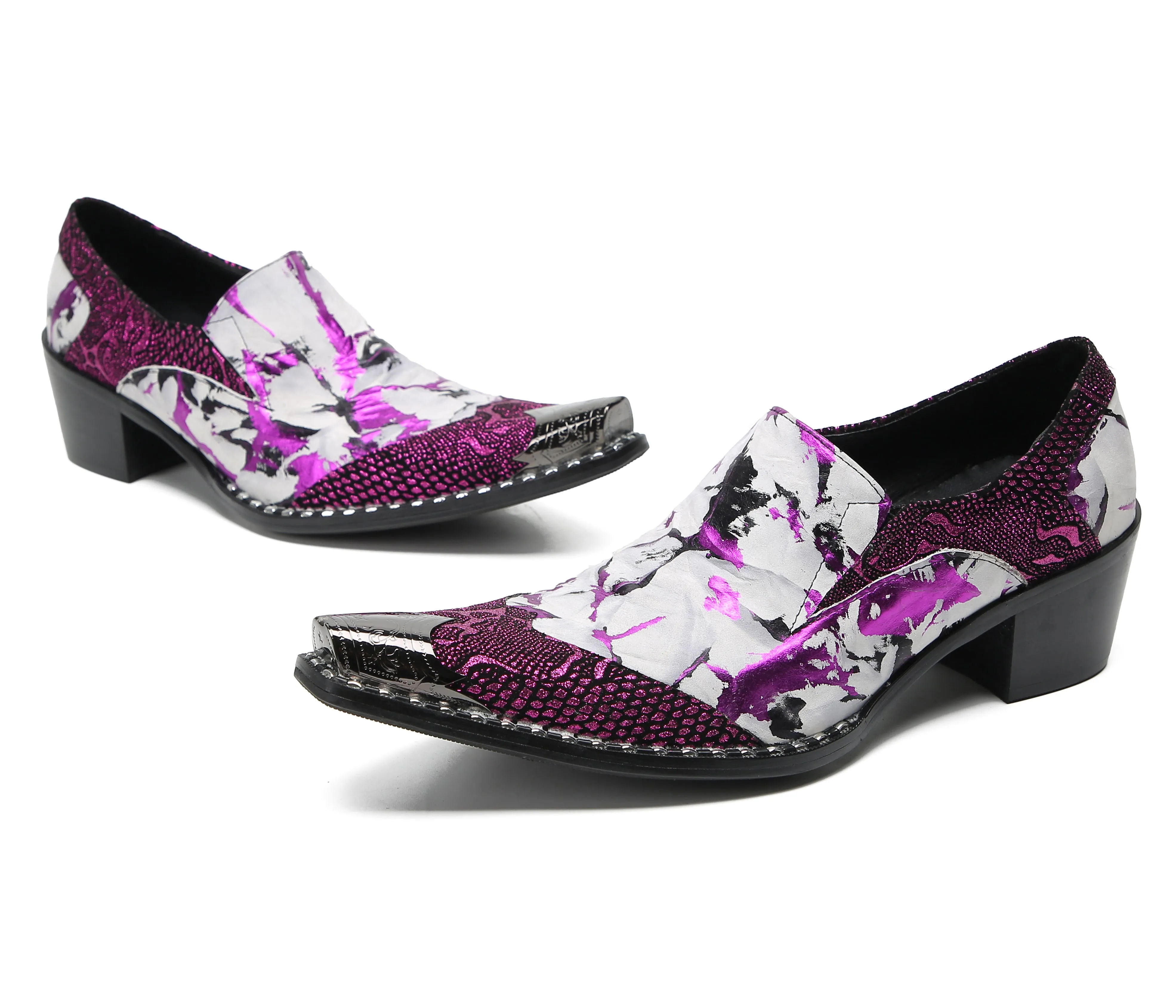 Men's Metal-Tip Toe Western Party Loafers