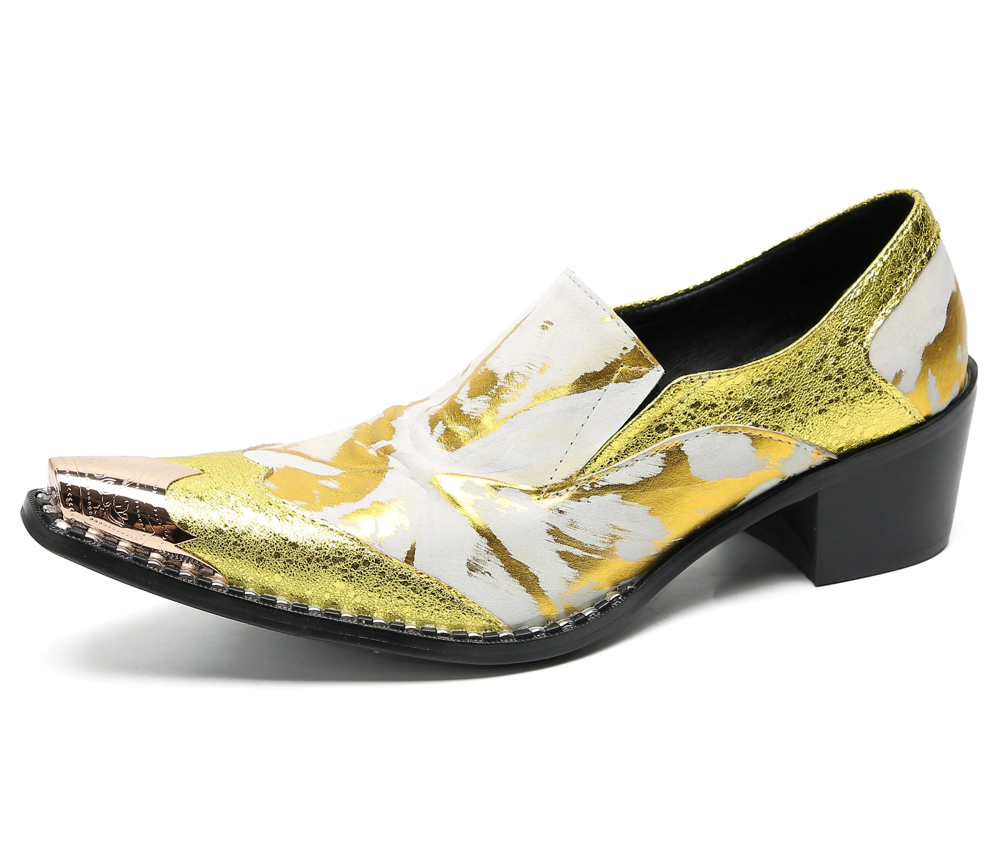 Men's Metal-Tip Toe Western Party Loafers