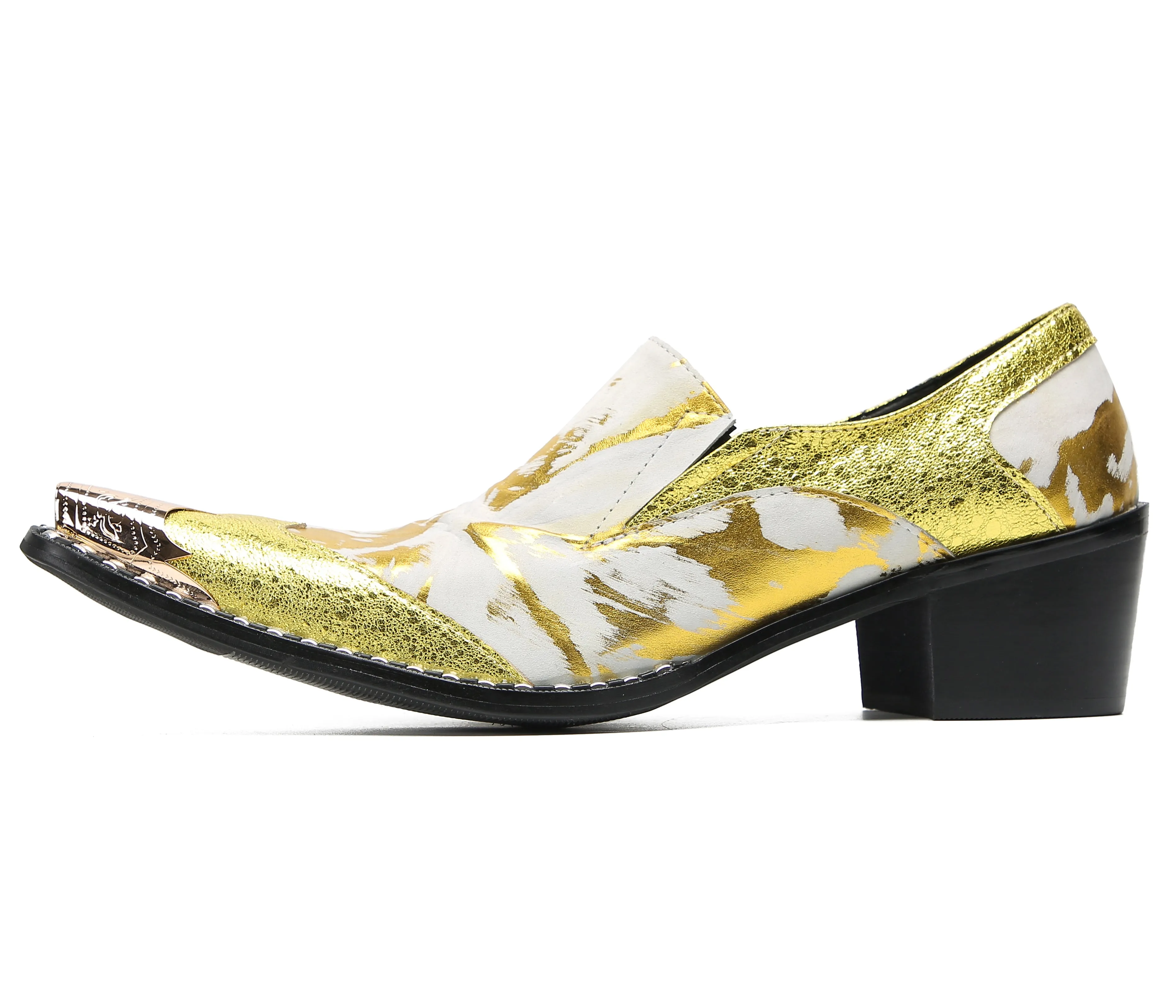 Men's Metal-Tip Toe Western Party Loafers