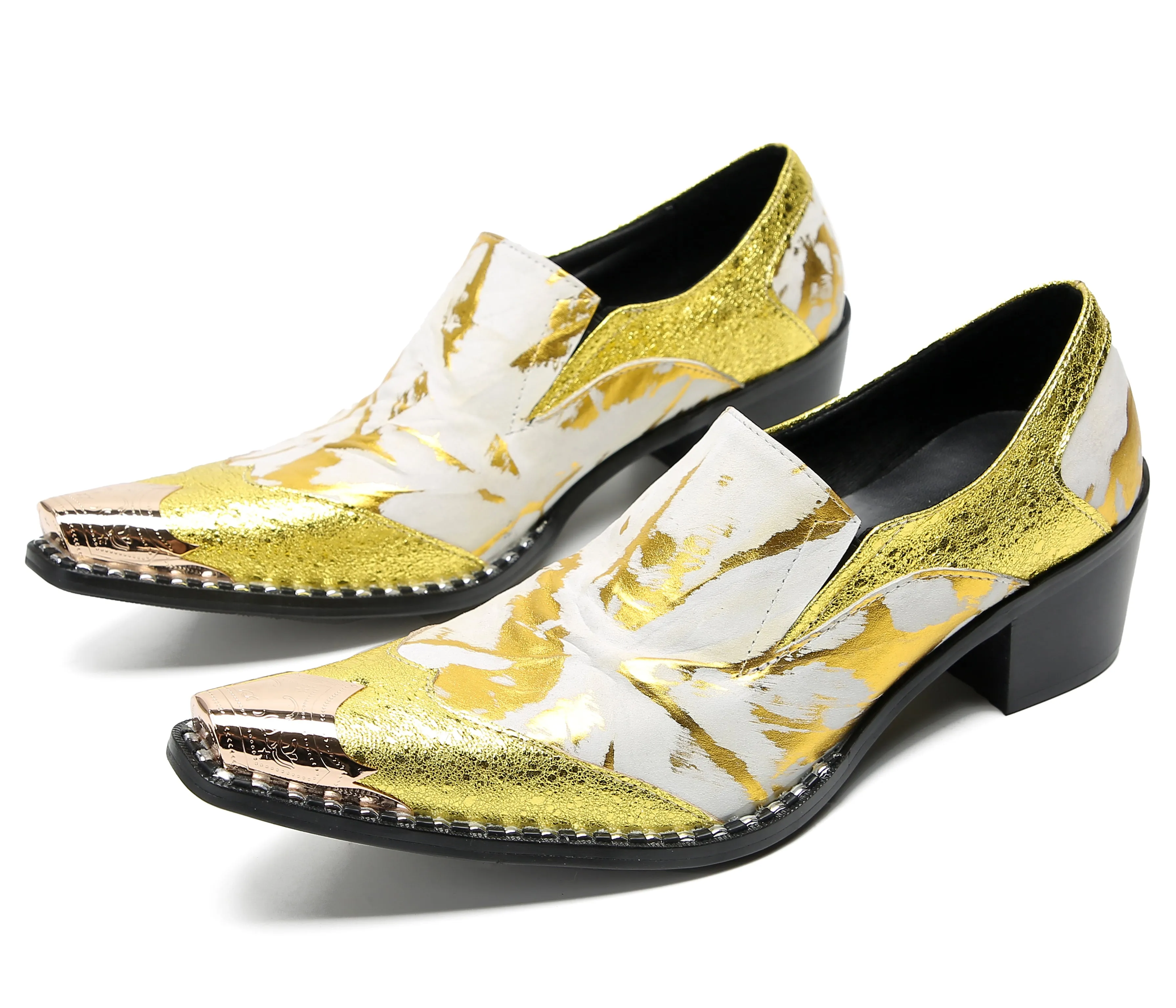 Men's Metal-Tip Toe Western Party Loafers