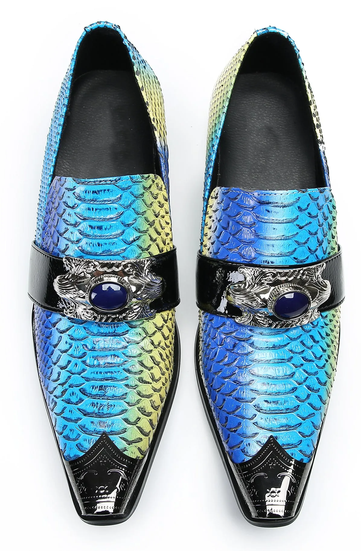 Men's Metal-Tip Toe Western Sapphire Penny Loafers