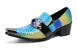 Men's Metal-Tip Toe Western Sapphire Penny Loafers