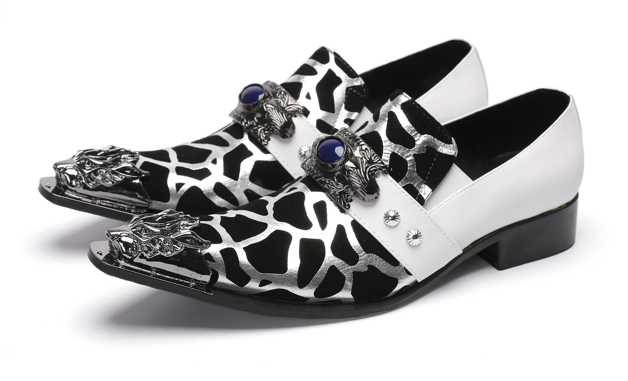 Men's Metal-Tip Toe Western Sapphire Penny Loafers