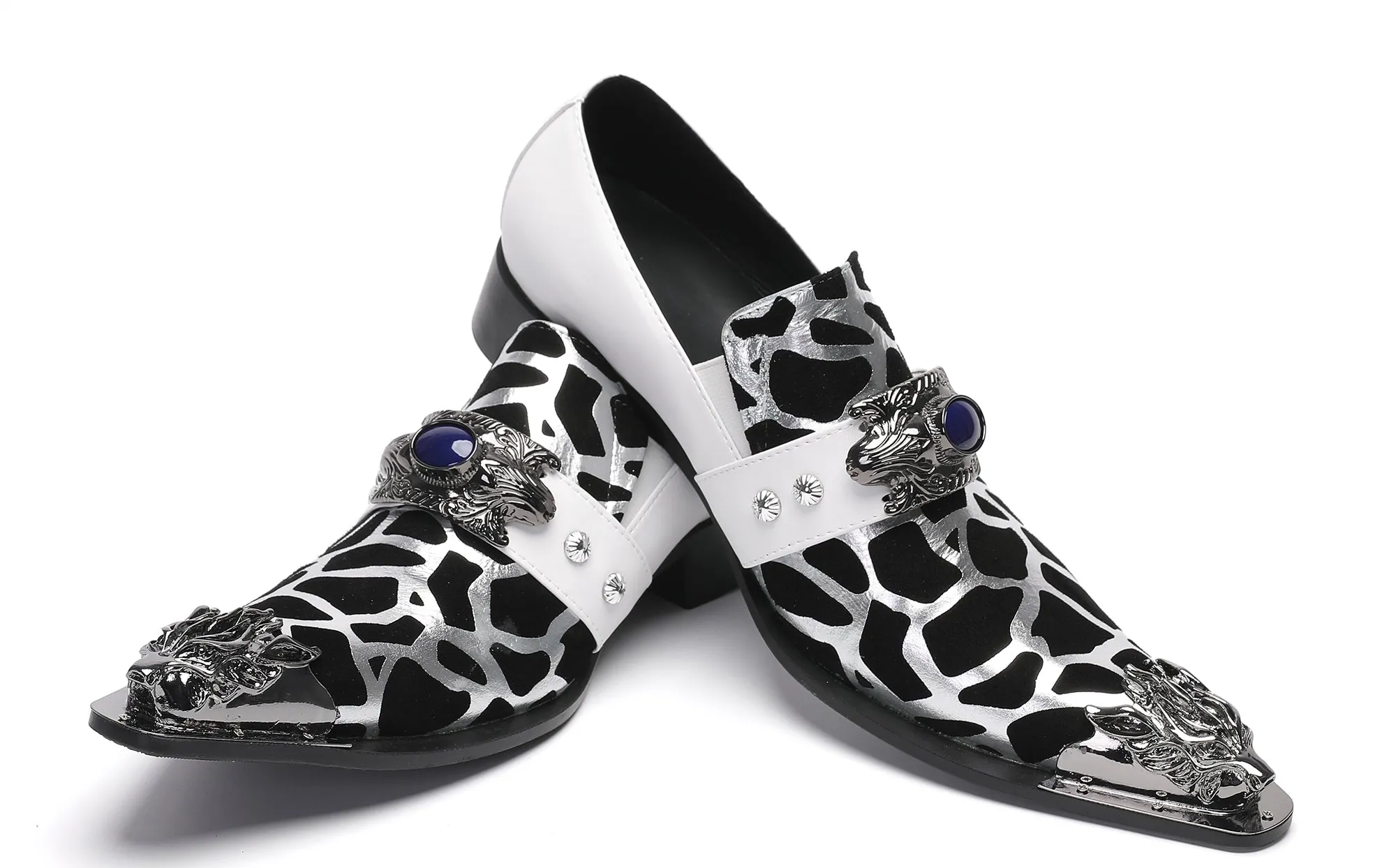 Men's Metal-Tip Toe Western Sapphire Penny Loafers
