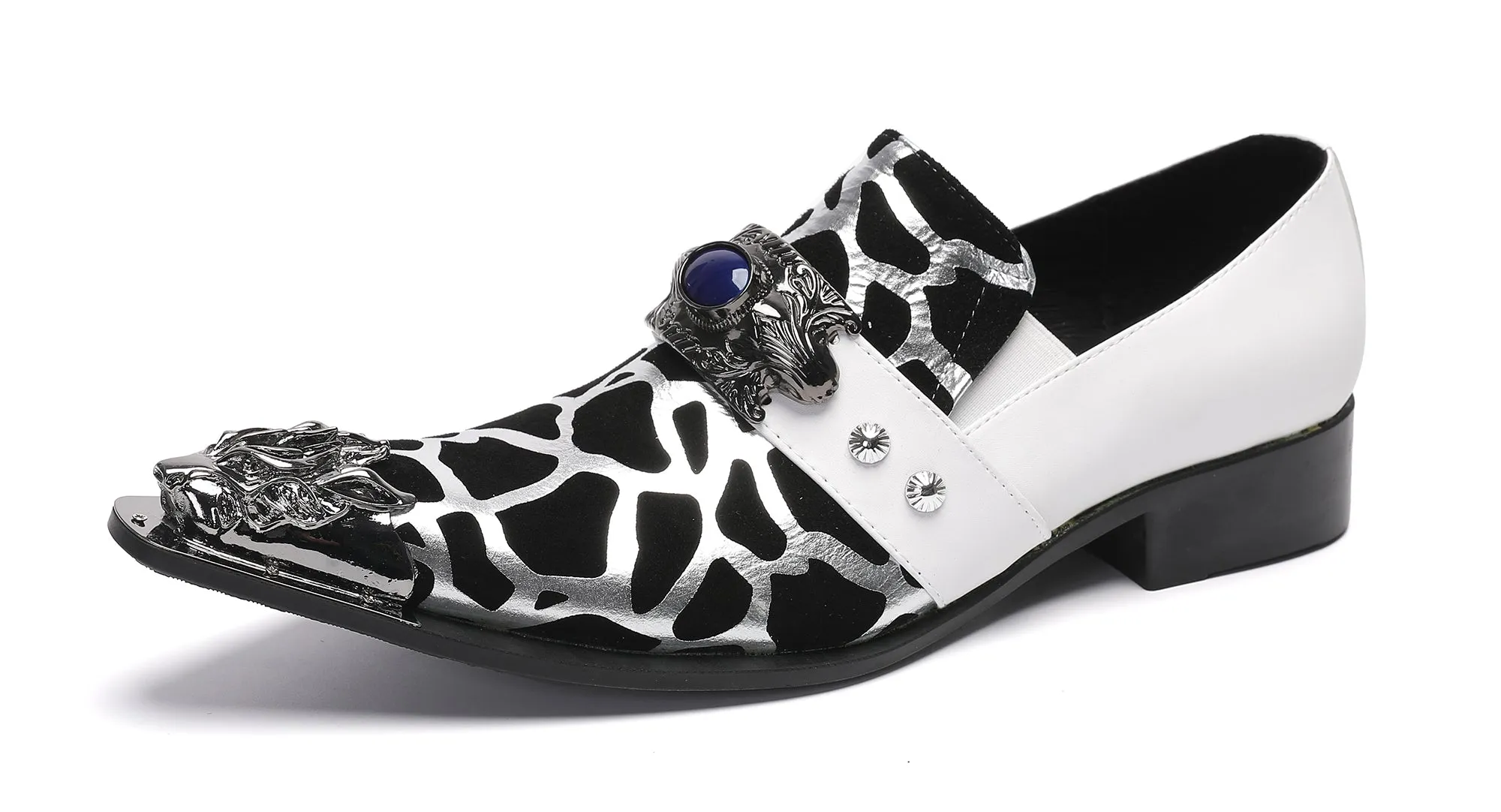 Men's Metal-Tip Toe Western Sapphire Penny Loafers