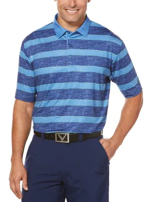 Mens Opti-Dri Heathered Rugby Stripe Polo