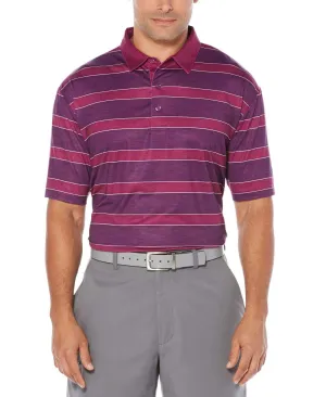 Mens Opti-Dri Heathered Rugby Stripe Polo
