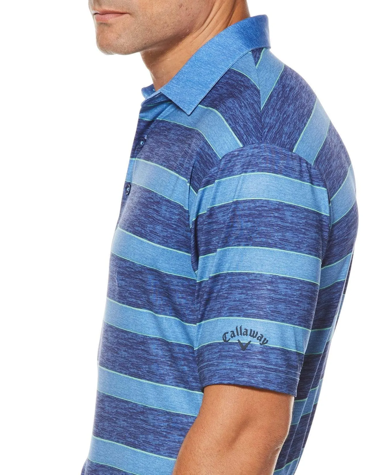 Mens Opti-Dri Heathered Rugby Stripe Polo