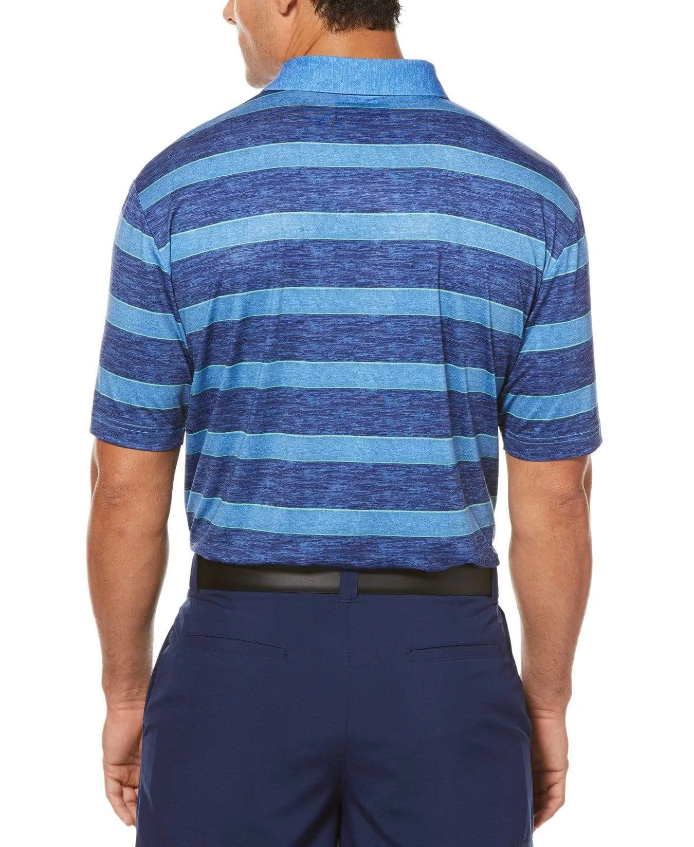 Mens Opti-Dri Heathered Rugby Stripe Polo