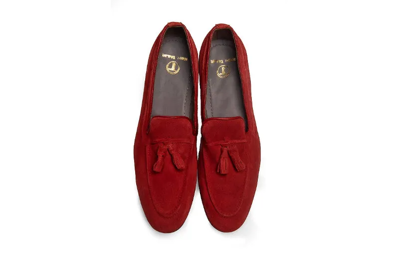 Men's Tassel Trim Detail Loafers (RED)