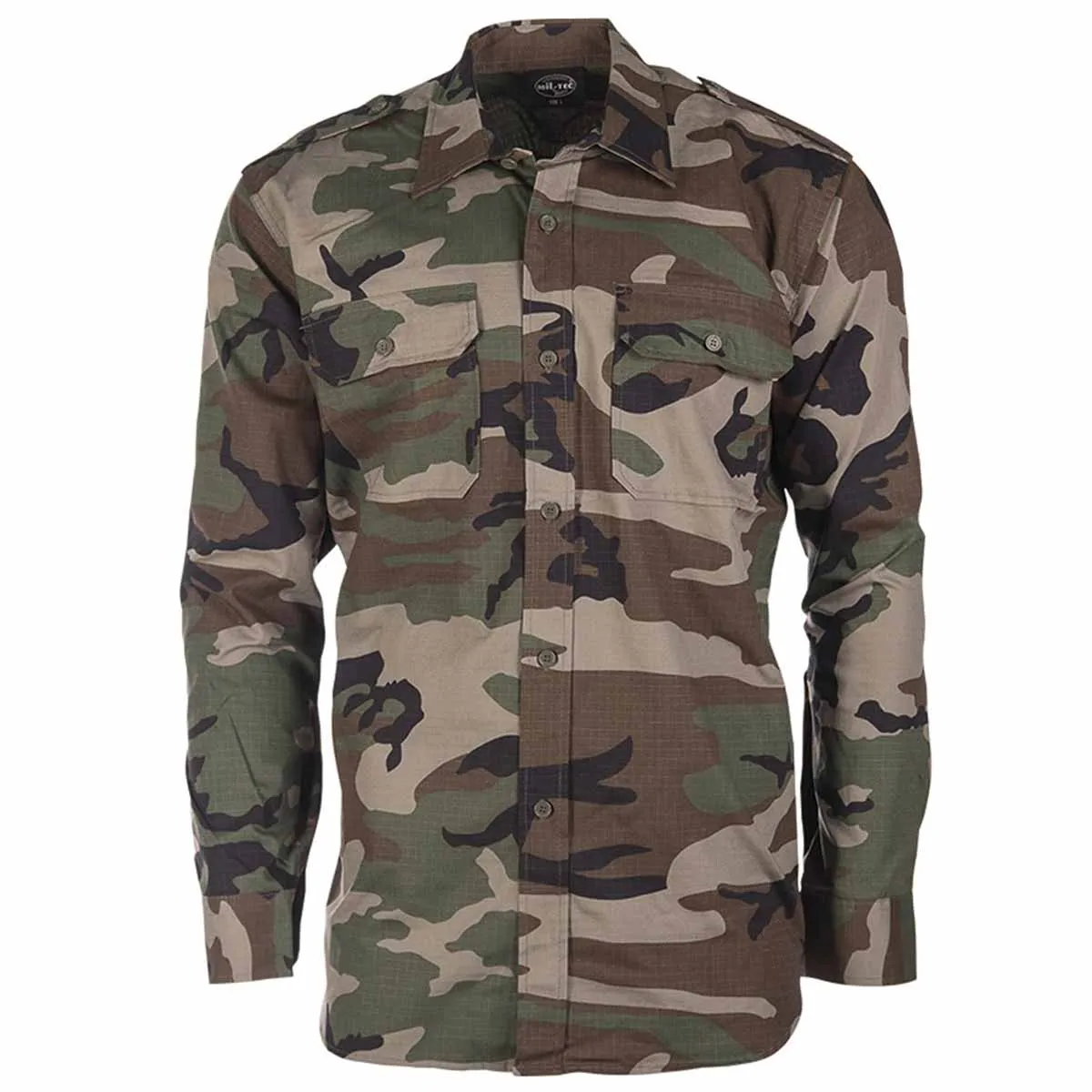 Mil-Tec Ripstop Field Shirt Woodland Camo