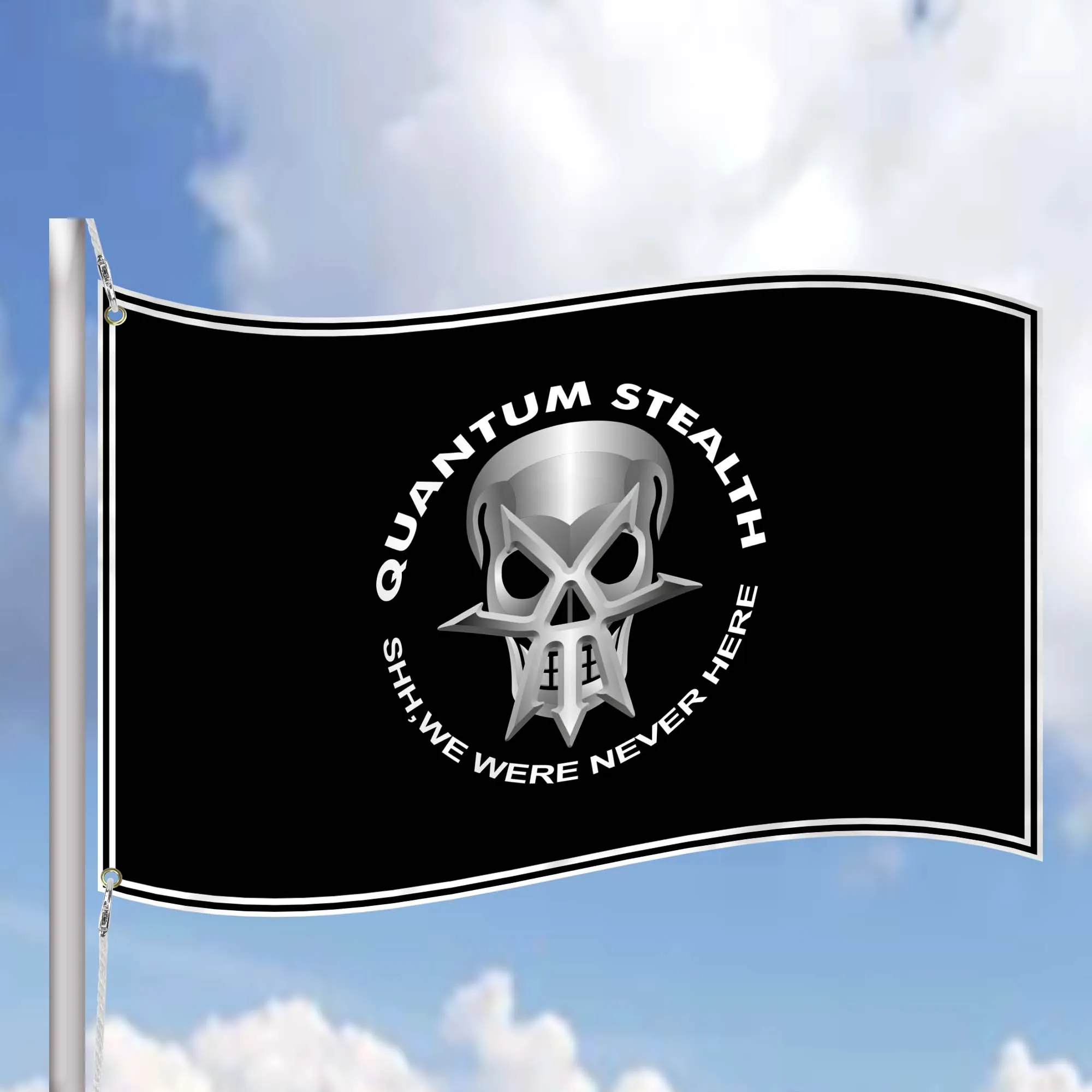 Military Special forces Quantum Stealth Skull Face Flag Banner