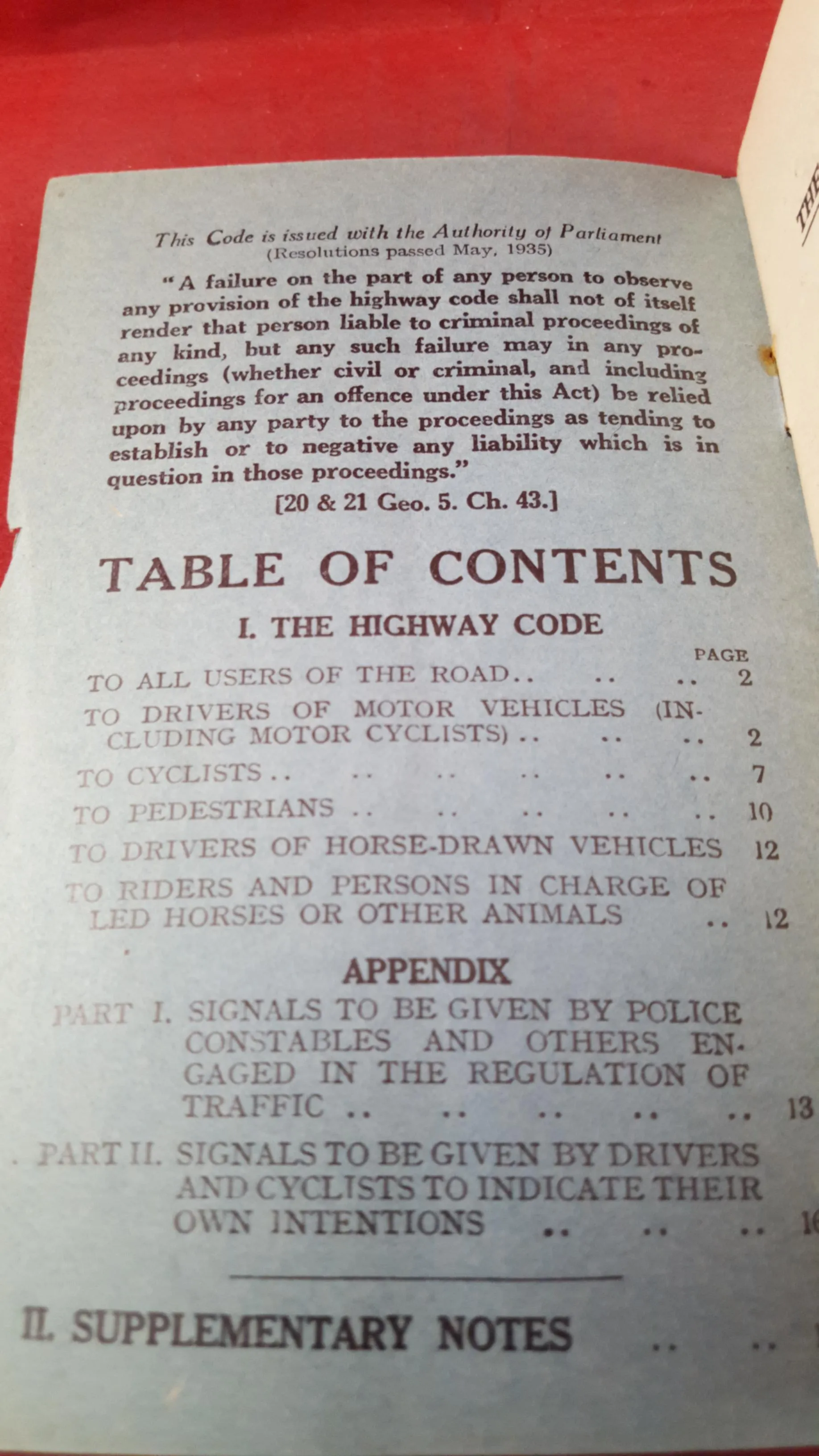 Ministry of Transport The Highway Code, 1936, with Great British Driving Licence
