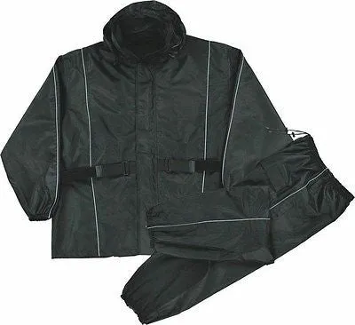 MOTORCYCLE WOMEN'S WATERPROOF LIGHTWEIGHT RAINGEAR BLACK W/REFLECTIVE FEATURE