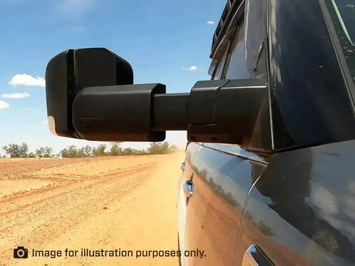 MSA Towing Mirror compatible with Toyota Land Cruiser 70-79 Series Black - Manual