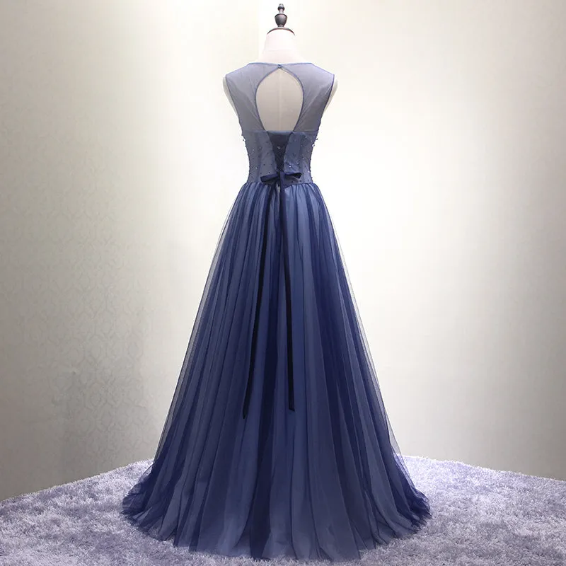 Navy Blue New Style Floor Length Formal Dress, Pretty Party Dress , Long Formal Dresses