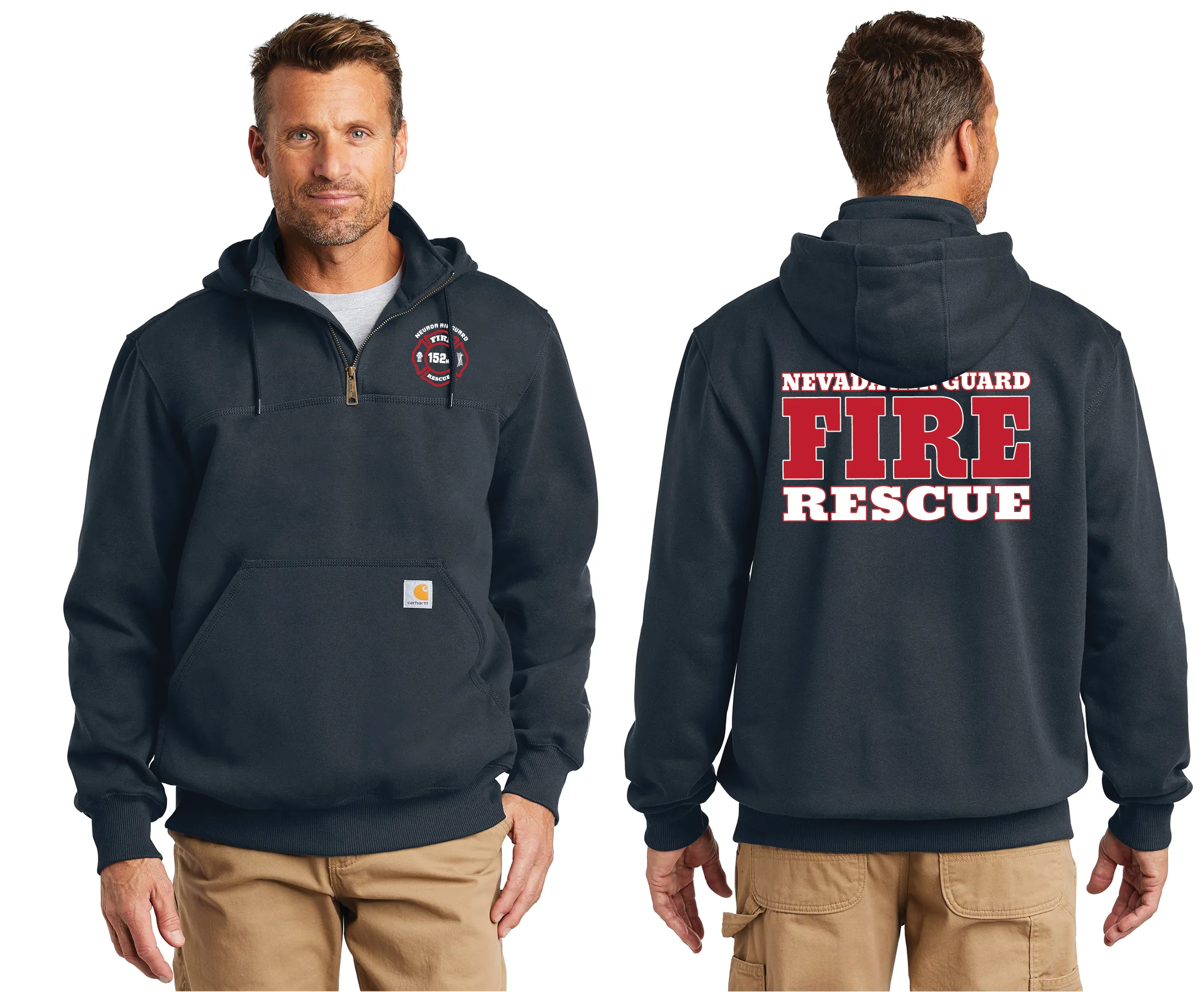 Nevada Air Guard Fire & Rescue Carhartt Rain Defender 1/4 Zip Hoodie