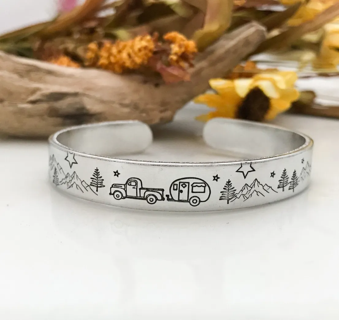 NEW Camping Bracelet--Hiking Jewelry--Adventure Cuff Bracelet