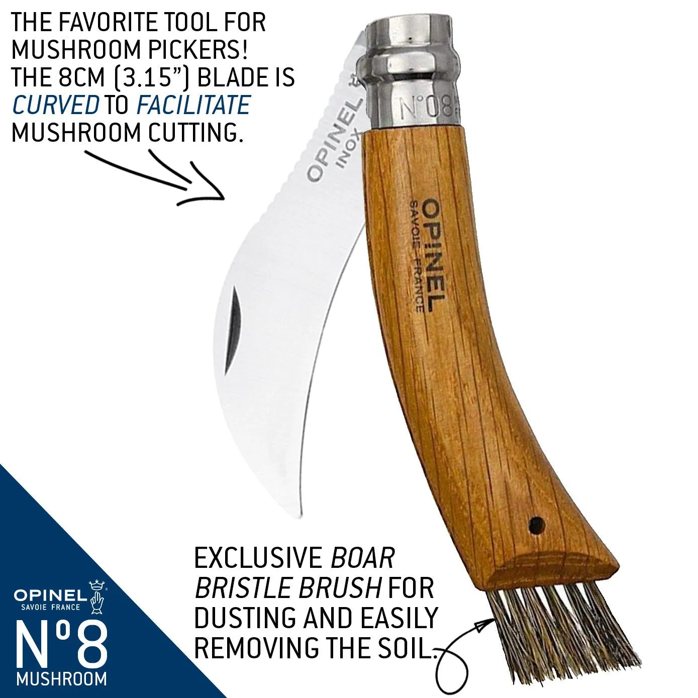 No.08 Oak Wood Mushroom Knife with Sheath