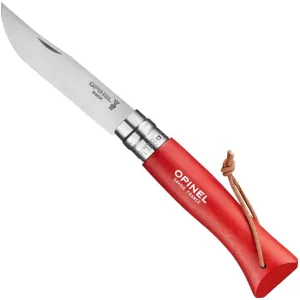 No.08 Stainless Steel Red Folding Knife with Lanyard