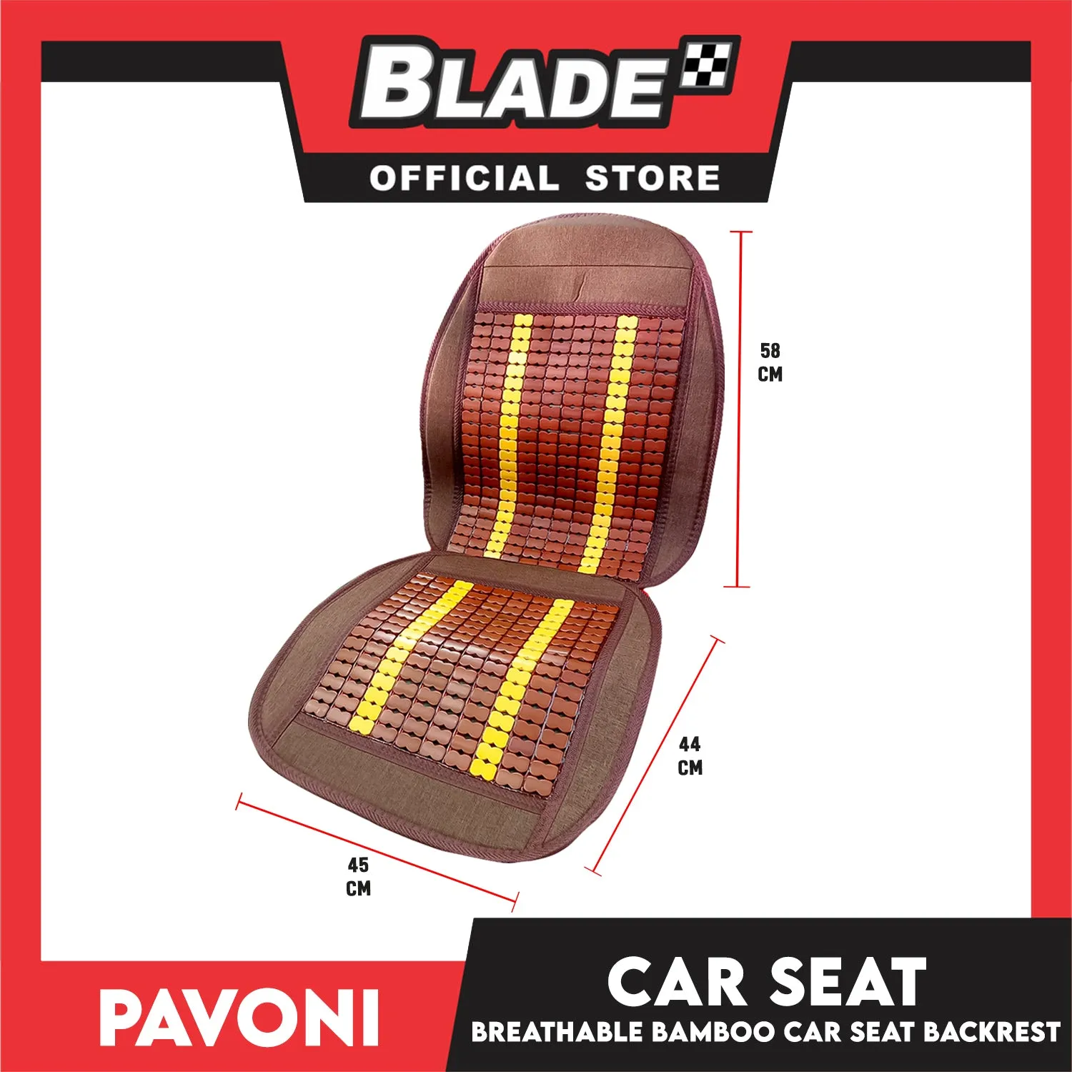 Pavoni Bamboo Car Seat 58cm x 45cm x 44cm Breathable Backrest Car Seat