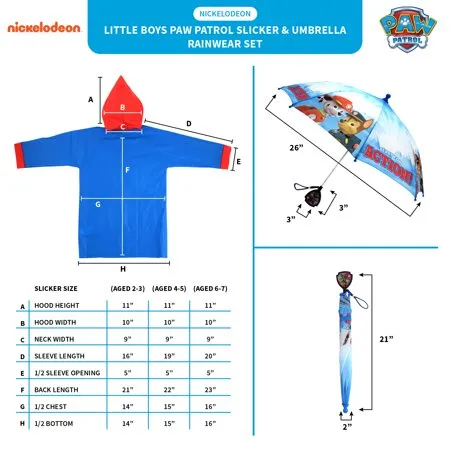 Paw Patrol Slicker and Umbrella Rain-wear Set