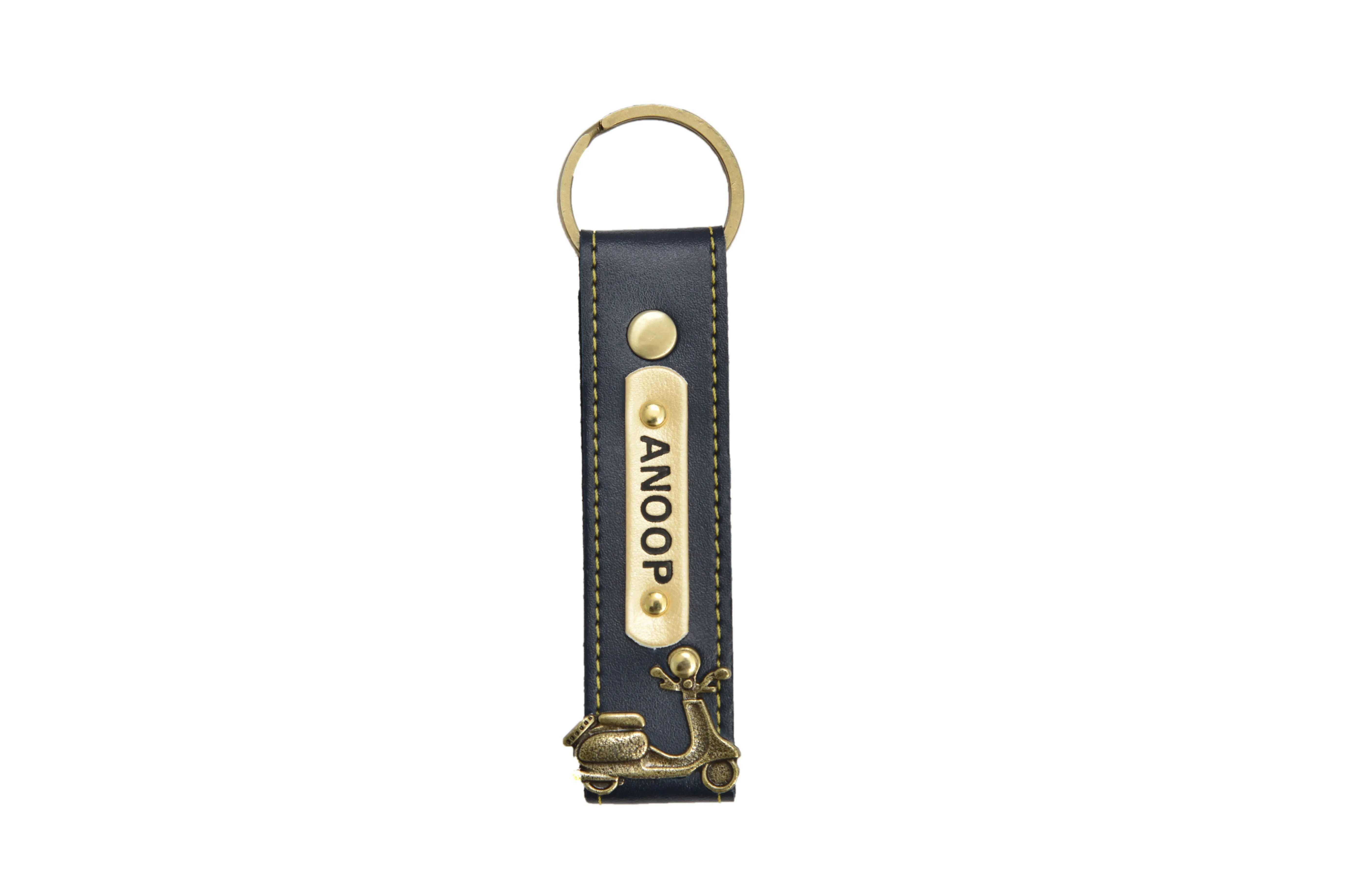 Personalized Stylish Vegan Leather Keychain - Royal Blue