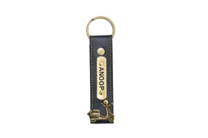 Personalized Stylish Vegan Leather Keychain - Royal Blue