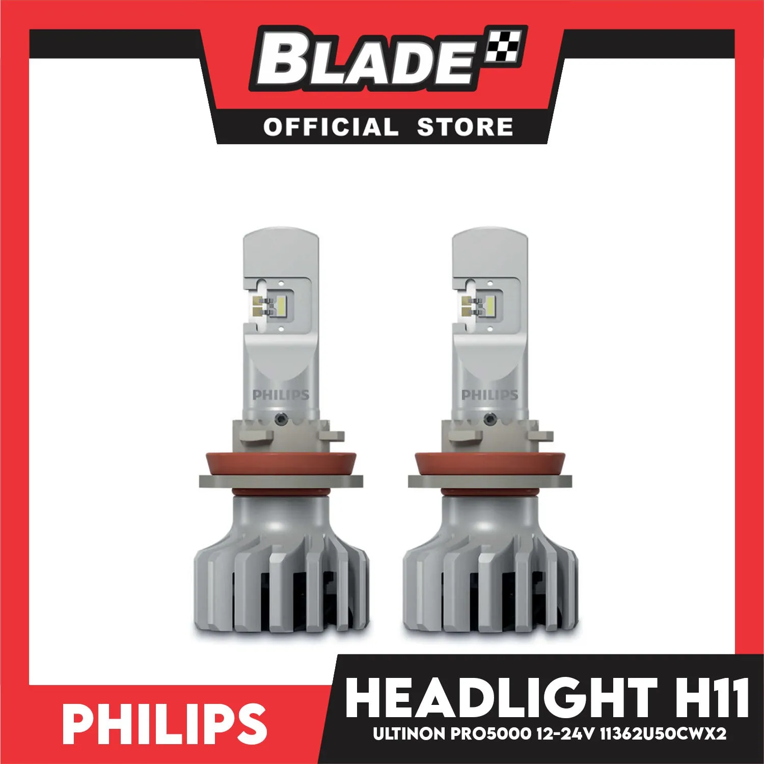 Philips LED-HL/H11 Ultinon Pro5000 HL Lumileds Automotive LED  160% Brighter 5800 K Pure White Light 12-24V