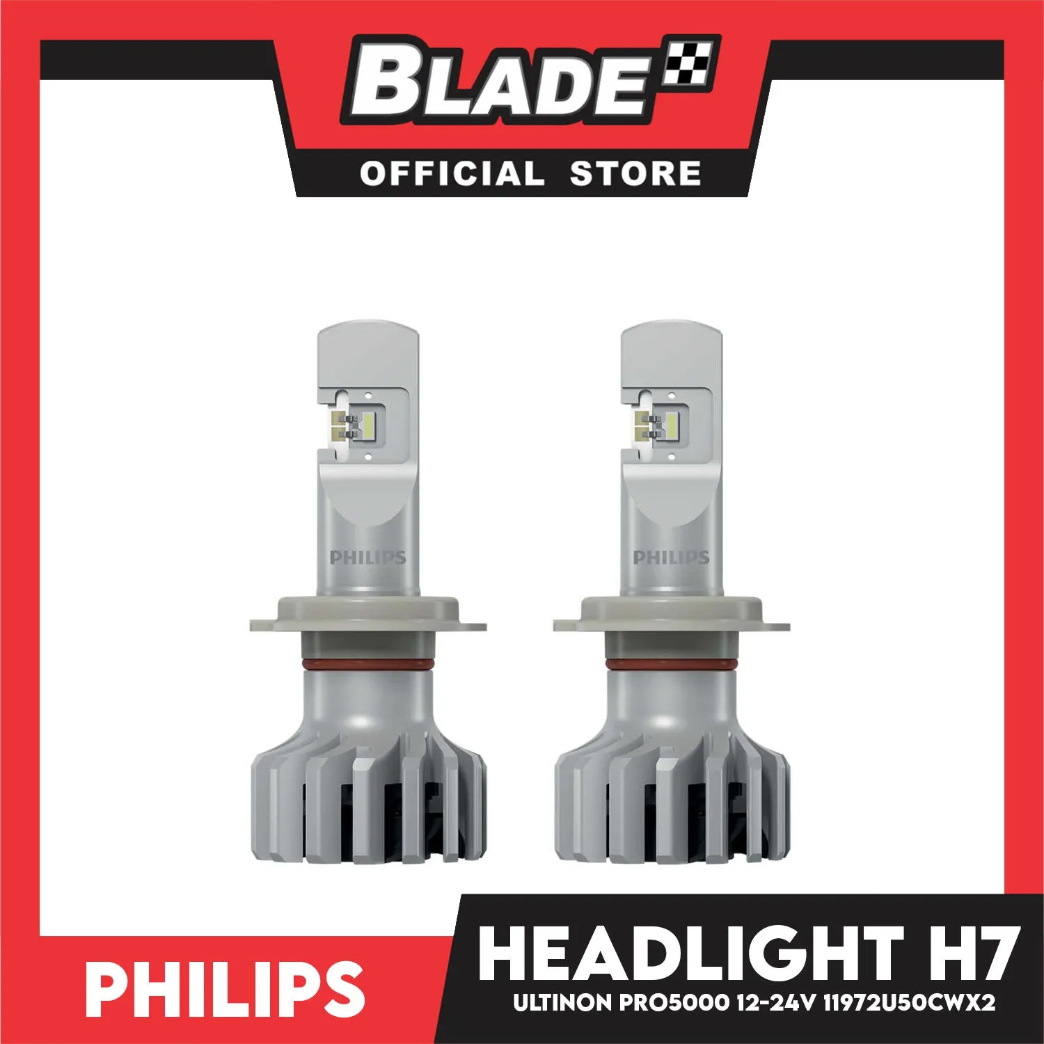 Philips LED-HL/H7 Ultinon Pro5000 HL Lumileds TopContact LED  160% Brighter 5800 K Pure White Light 12-24V