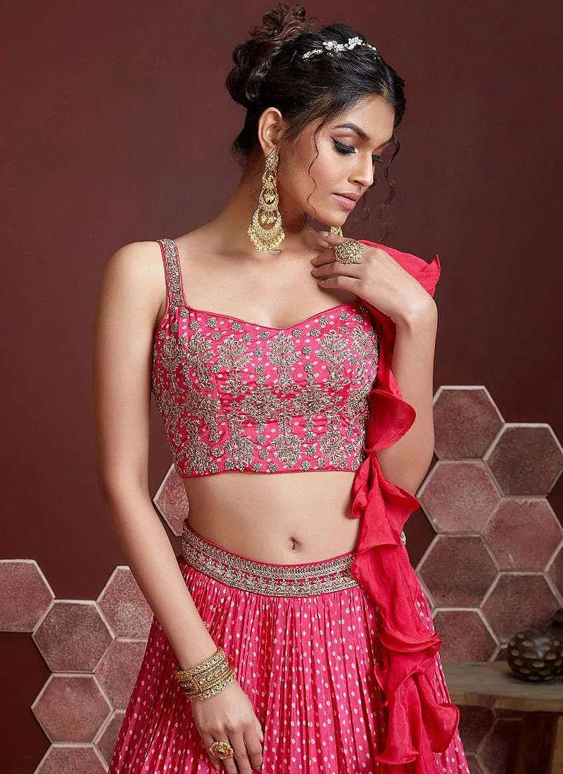 Pink and Gold Stylish Lehenga Choli