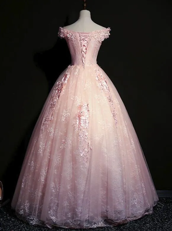 Pink Elegant Handmade Long Prom Gown, Pink Junior Prom Dress, Party Dress