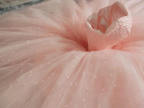 Pink Tulle with Beaded Lovely Formal Gown, Charming Pink Sweet 16 Gowns, Evening Gowns