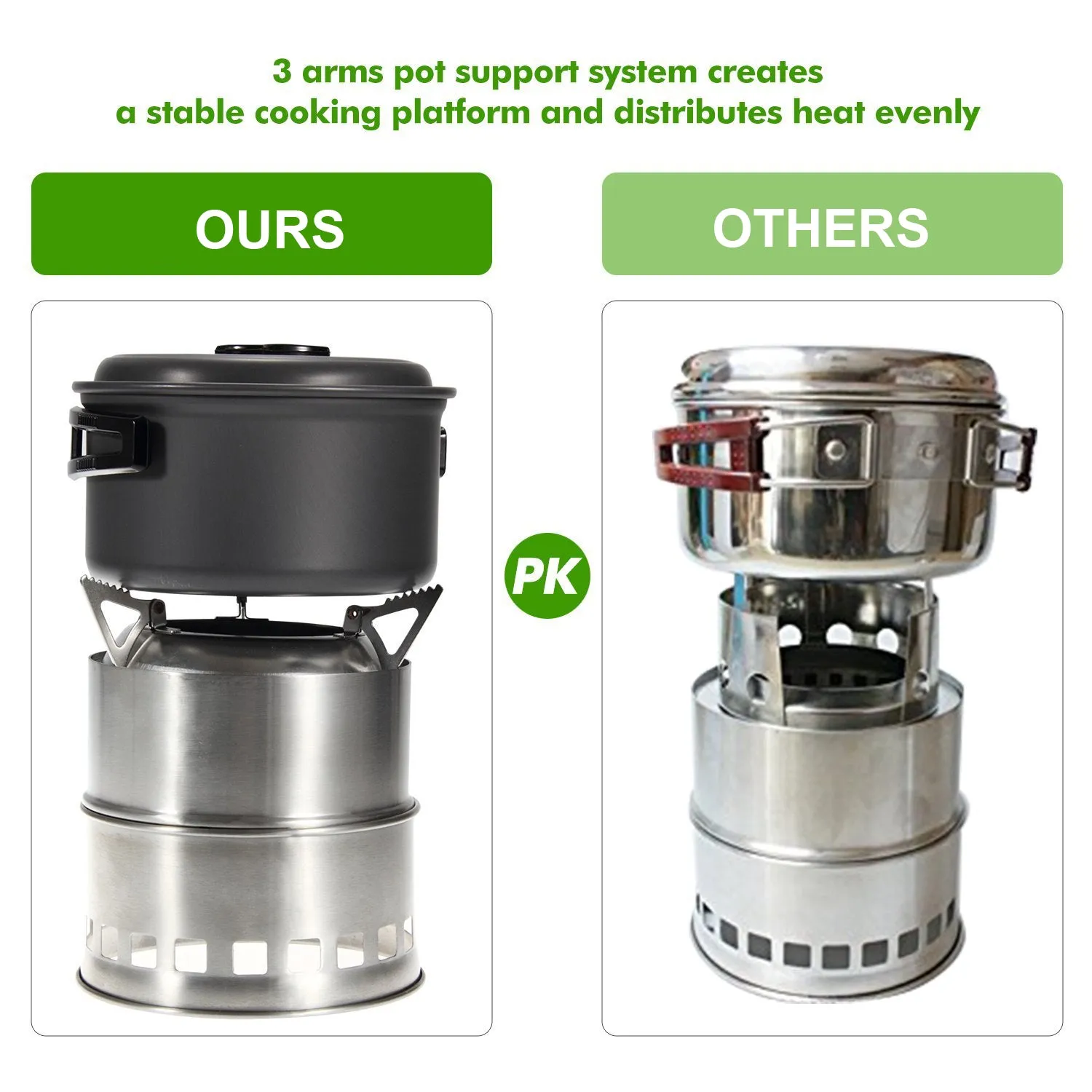 Portable Lightweight Stainless Steel Wood Burning Camping Stove