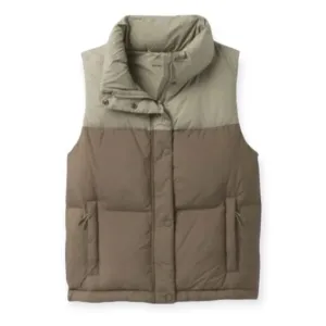 Prana Vest Puffer Contrast 2 Tone Insulated Snap Outdoor Hellebore XL
