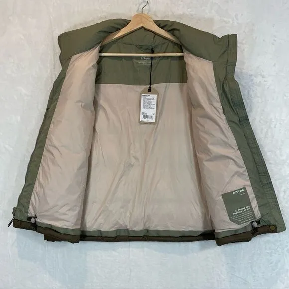 Prana Vest Puffer Contrast 2 Tone Insulated Snap Outdoor Hellebore XL