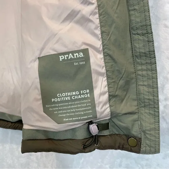 Prana Vest Puffer Contrast 2 Tone Insulated Snap Outdoor Hellebore XL