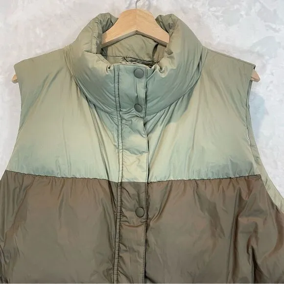 Prana Vest Puffer Contrast 2 Tone Insulated Snap Outdoor Hellebore XL