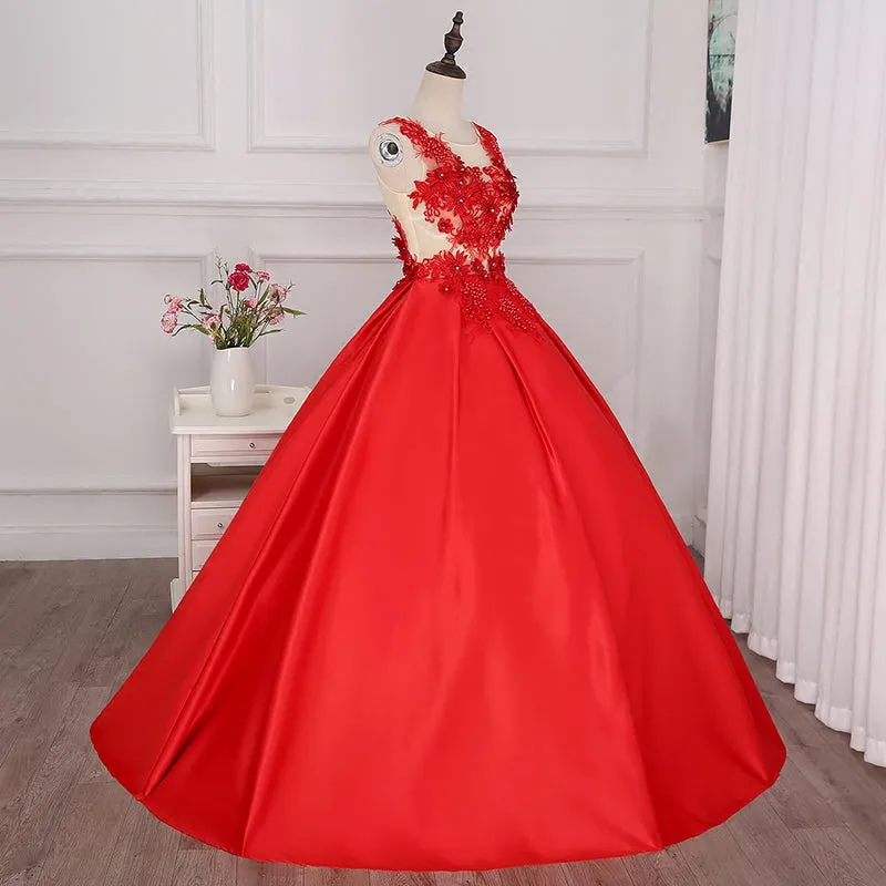 Pretty Handmade Saint with Flower Applique 16 Party Dresses, Ball Gowns Party Dresses, Prom Dress