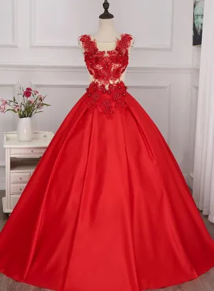 Pretty Handmade Saint with Flower Applique 16 Party Dresses, Ball Gowns Party Dresses, Prom Dress