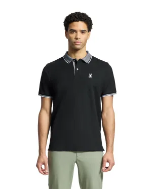 Psycho Bunny Men's Evandale Oxford Collar Polo - Black