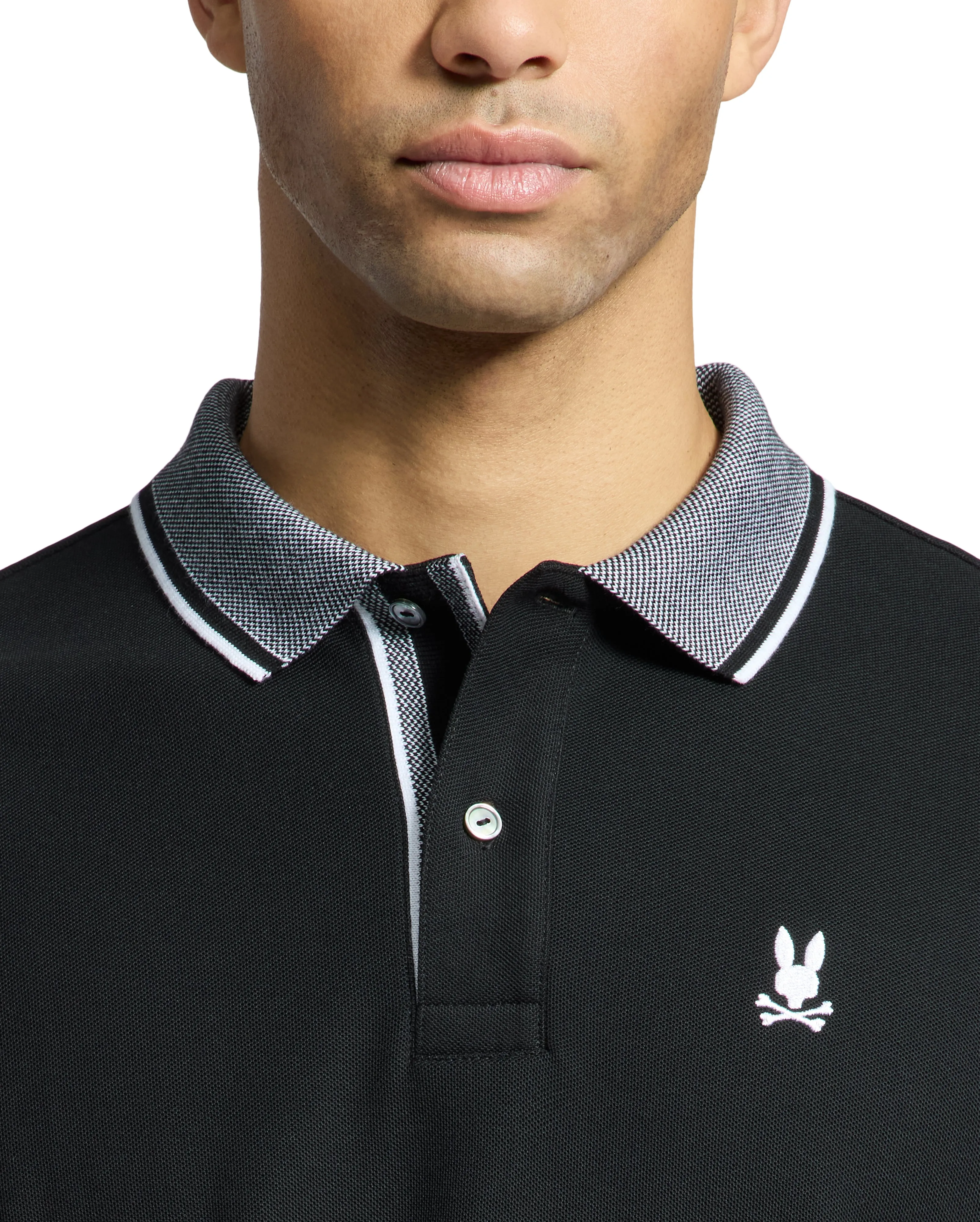 Psycho Bunny Men's Evandale Oxford Collar Polo - Black