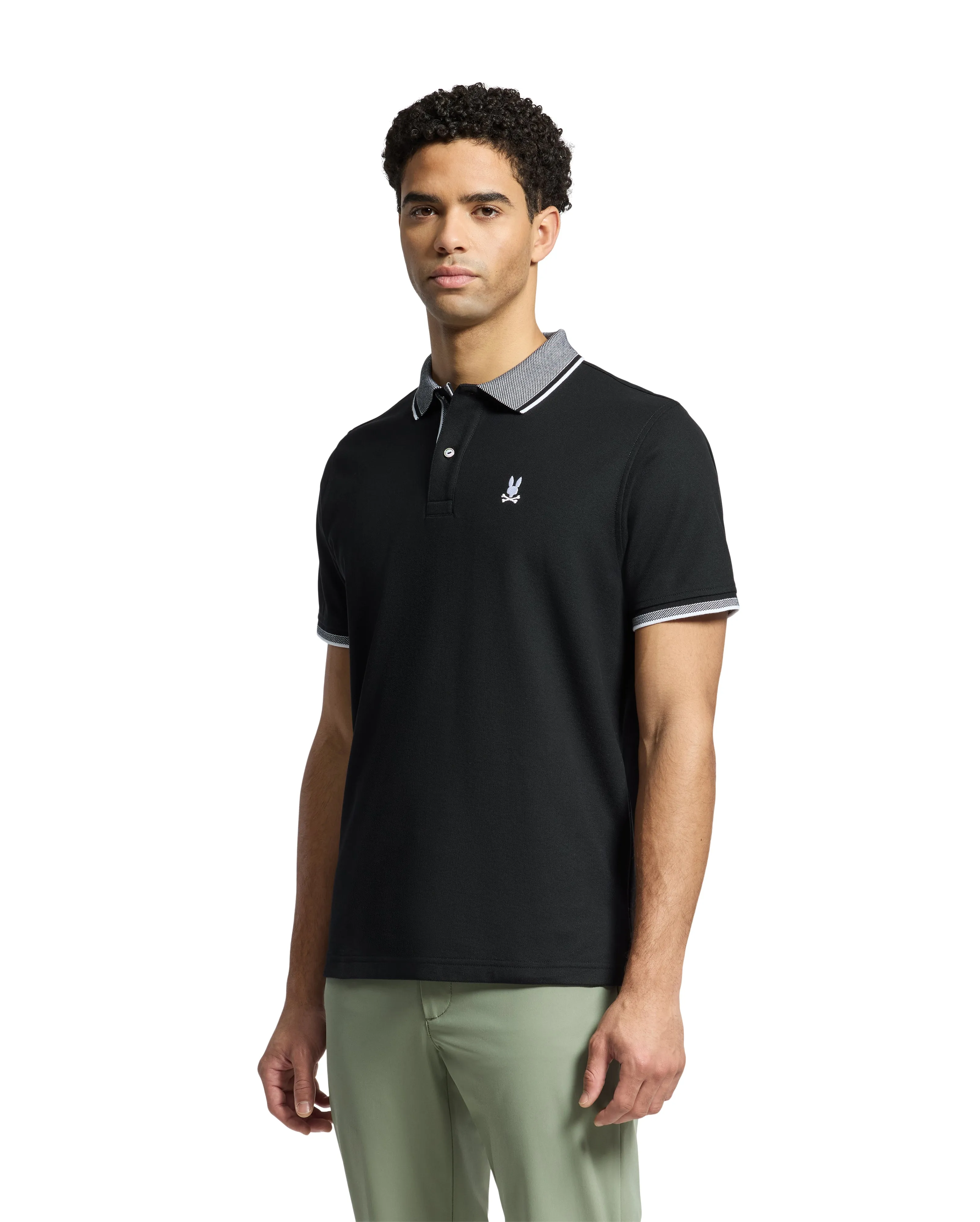 Psycho Bunny Men's Evandale Oxford Collar Polo - Black
