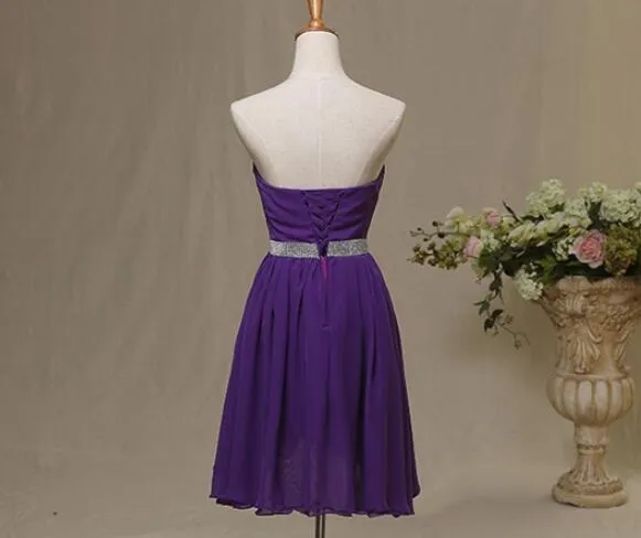 Purple High Low Formal Dresses, Pretty Simple Chiffon Formal Dresses, Lovely Party Dresses