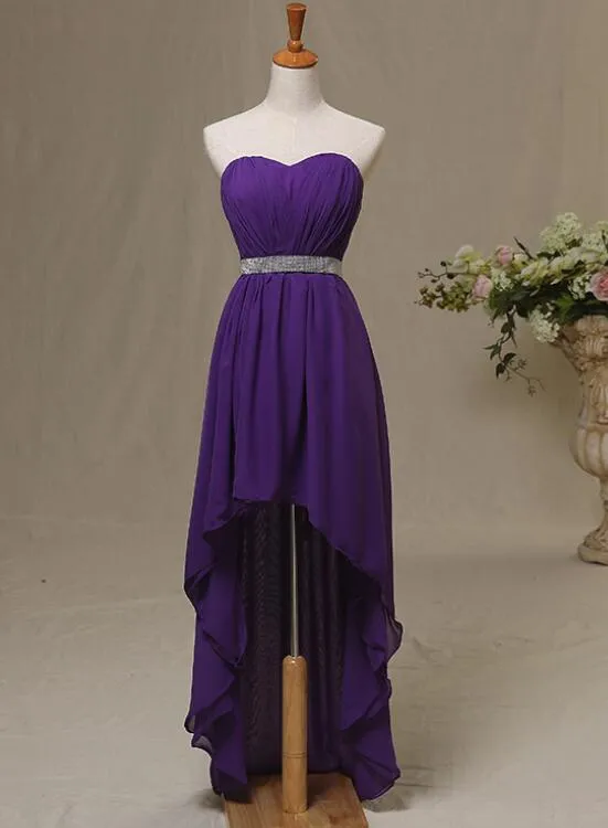 Purple High Low Formal Dresses, Pretty Simple Chiffon Formal Dresses, Lovely Party Dresses