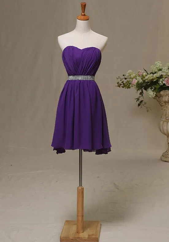 Purple High Low Formal Dresses, Pretty Simple Chiffon Formal Dresses, Lovely Party Dresses