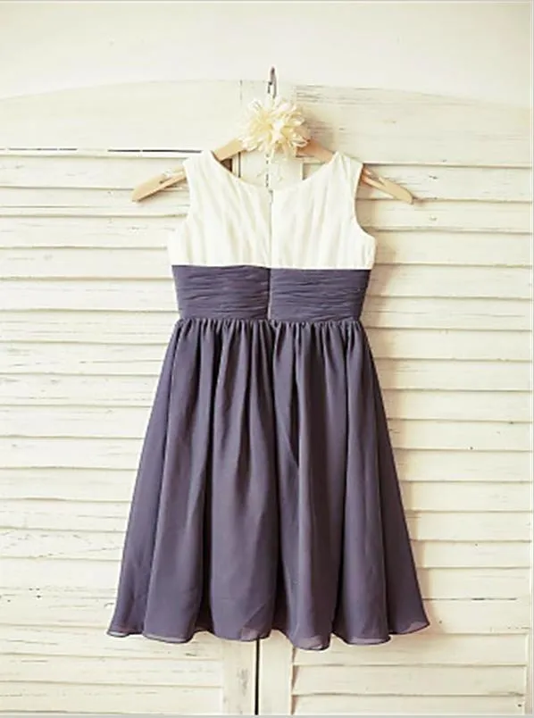 Ruffles Chiffon Princess Scoop Sleeveless Flower Girl Dresses Floor Length Dress