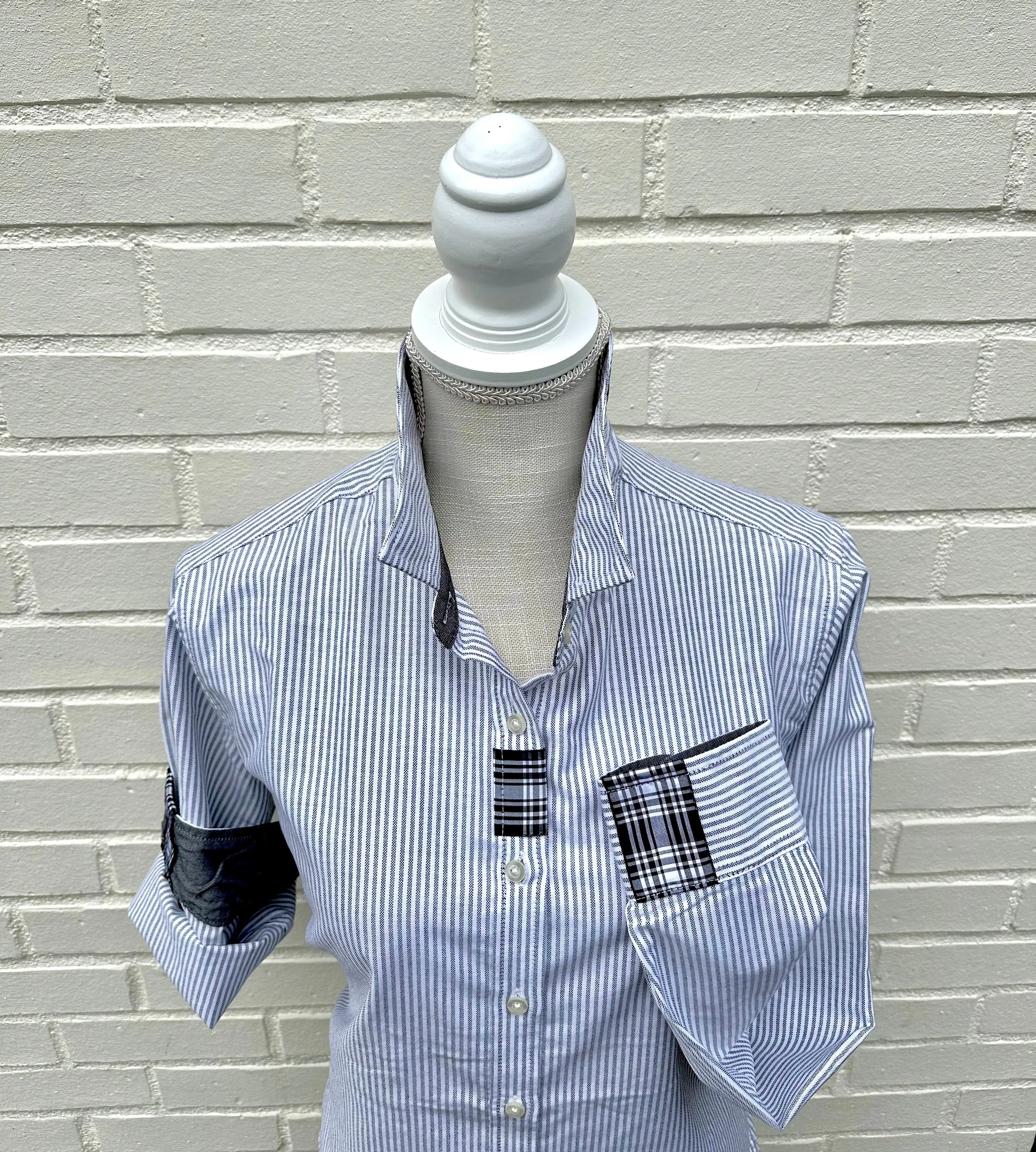 SALE - XS & M ONLY - Casie2 Banker Stripe Oxford Shirt (Casie2 17) *FINAL SALE*