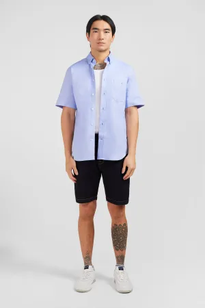 Short sleeved blue cotton shirt